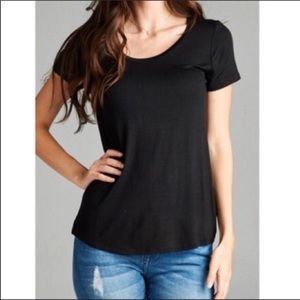 Black Basic Round Neck Top